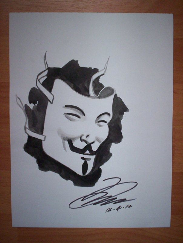 604x800 v for vendetta,v mask ink wash drawing,david lloyd, in mario b  - Vendetta Drawing