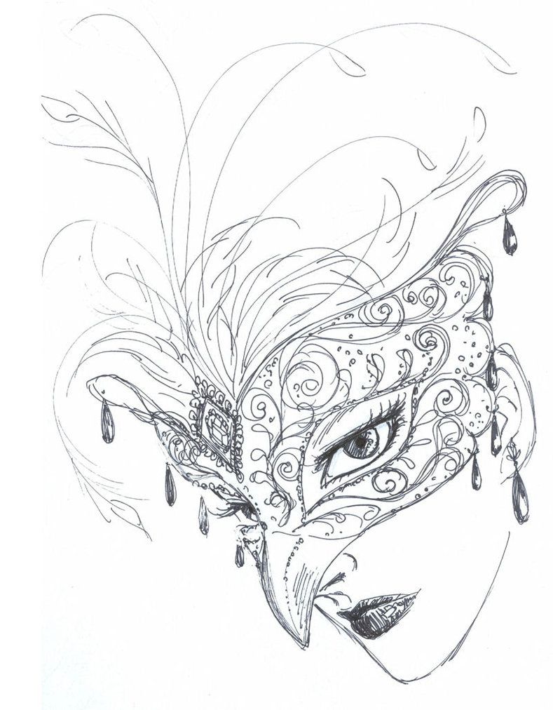 789x1012 Mask - Venetian Mask Drawing