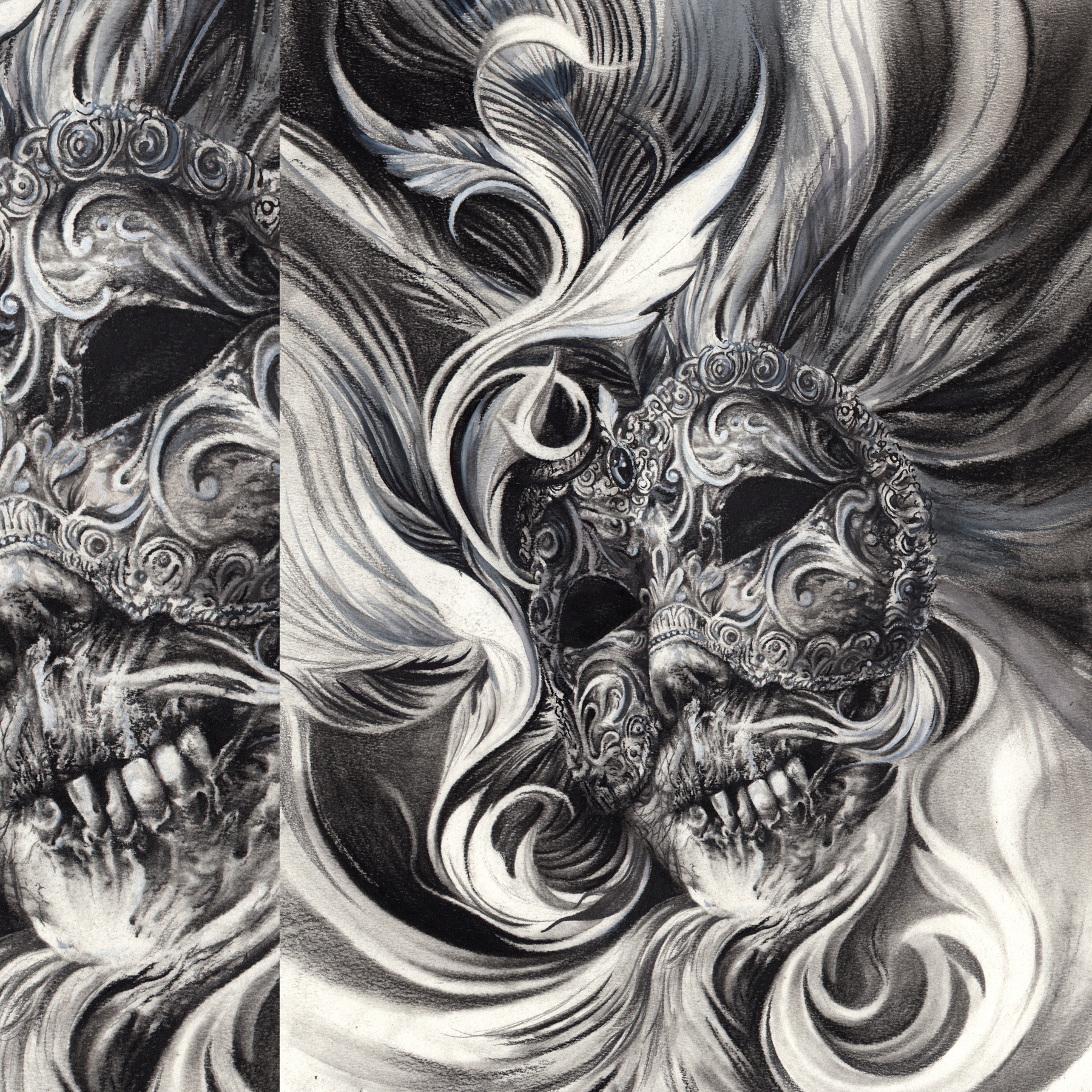 1800x1800 Venetian Mask Drawing Feather - Venetian Mask Drawing