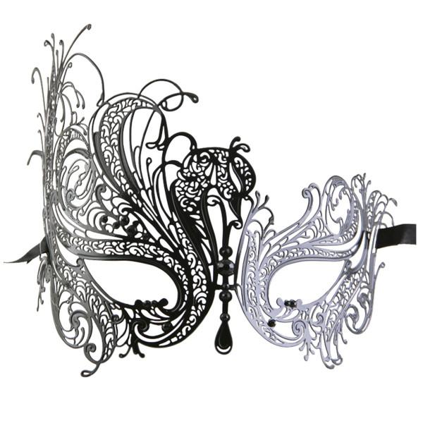 600x600 black series swan metal filigree laser cut womens masquerade mask - Venetian Mask Drawing