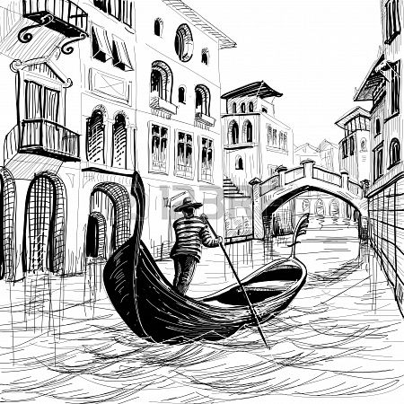 450x450 drawing of gondola - Venice Drawing