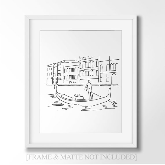 570x570 italy venice gondola for travel lovers minimalist wall art etsy - Venice Gondola Drawing