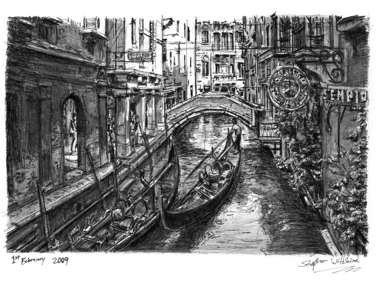 765x580 two gondolas in venice - Venice Gondola Drawing