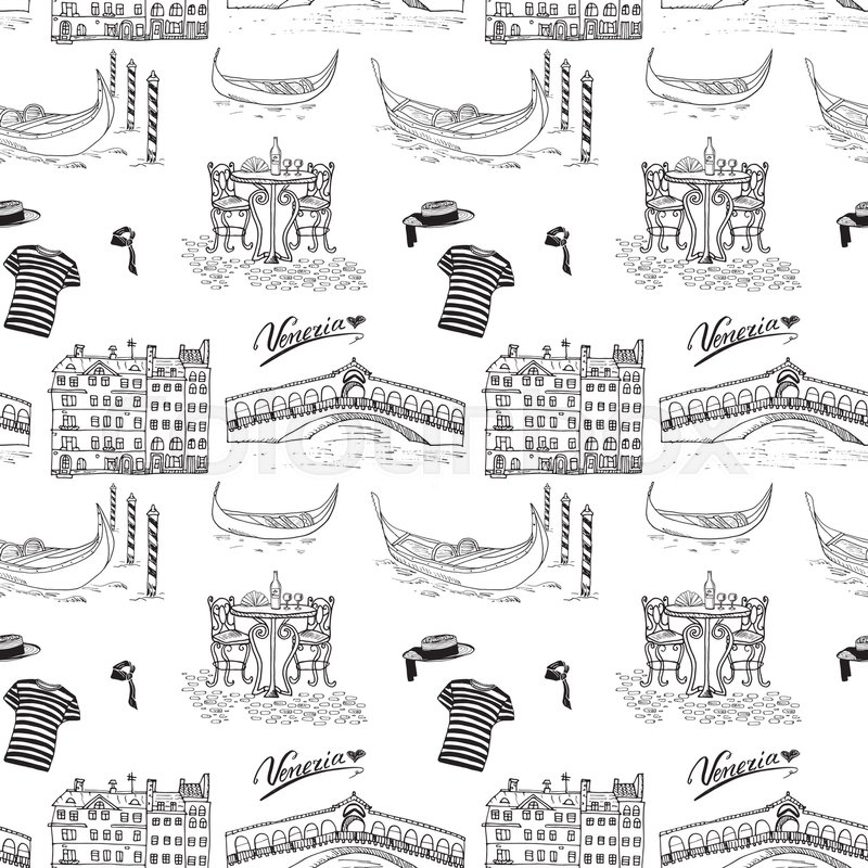 800x800 venice italy seamless pattern hand stock vector colourbox - Venice Gondola Drawing