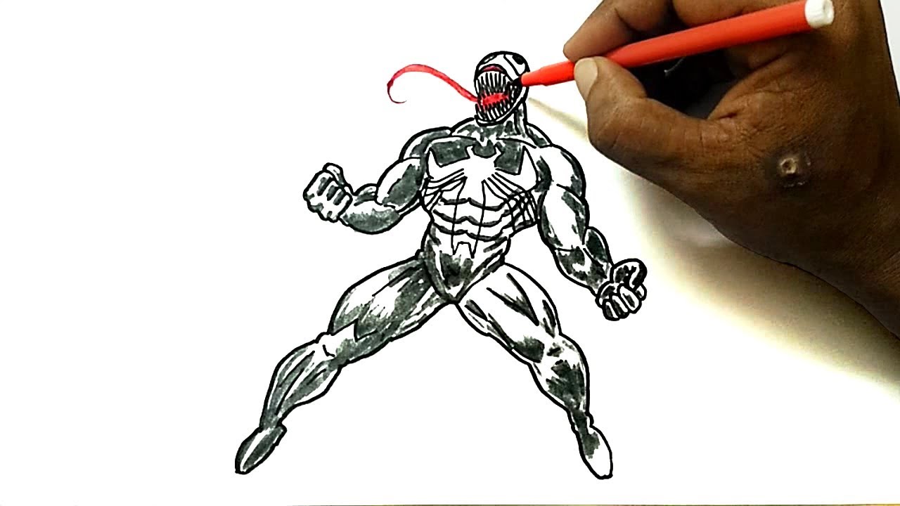 1280x720 how to draw venom from spider man - Venom Drawing