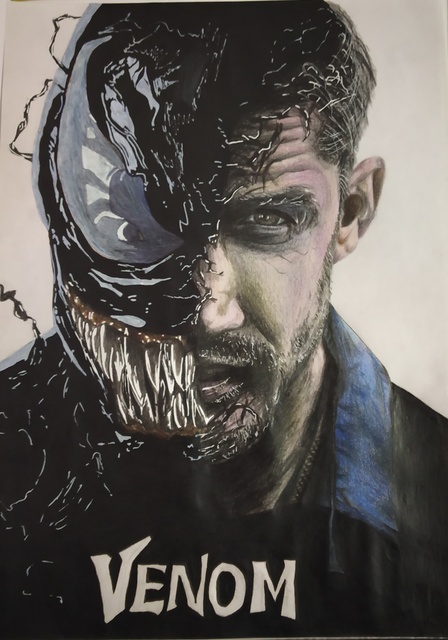 448x640 ujjwal pathak artwork venom painting original drawing pencil - Venom Drawing