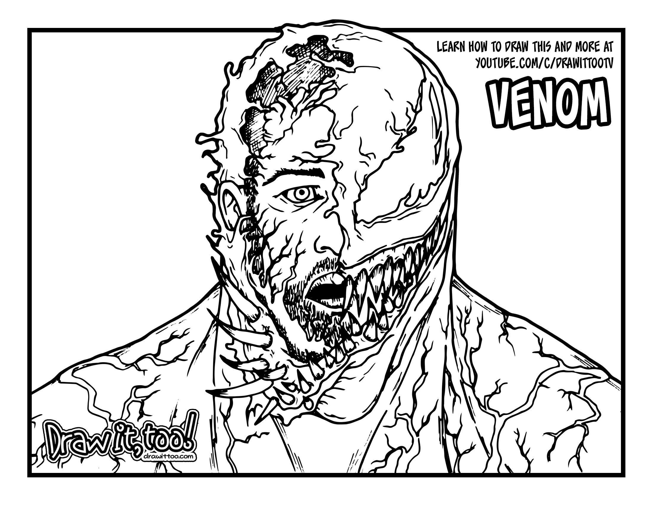 Venom Face Drawing at PaintingValley.com | Explore ...