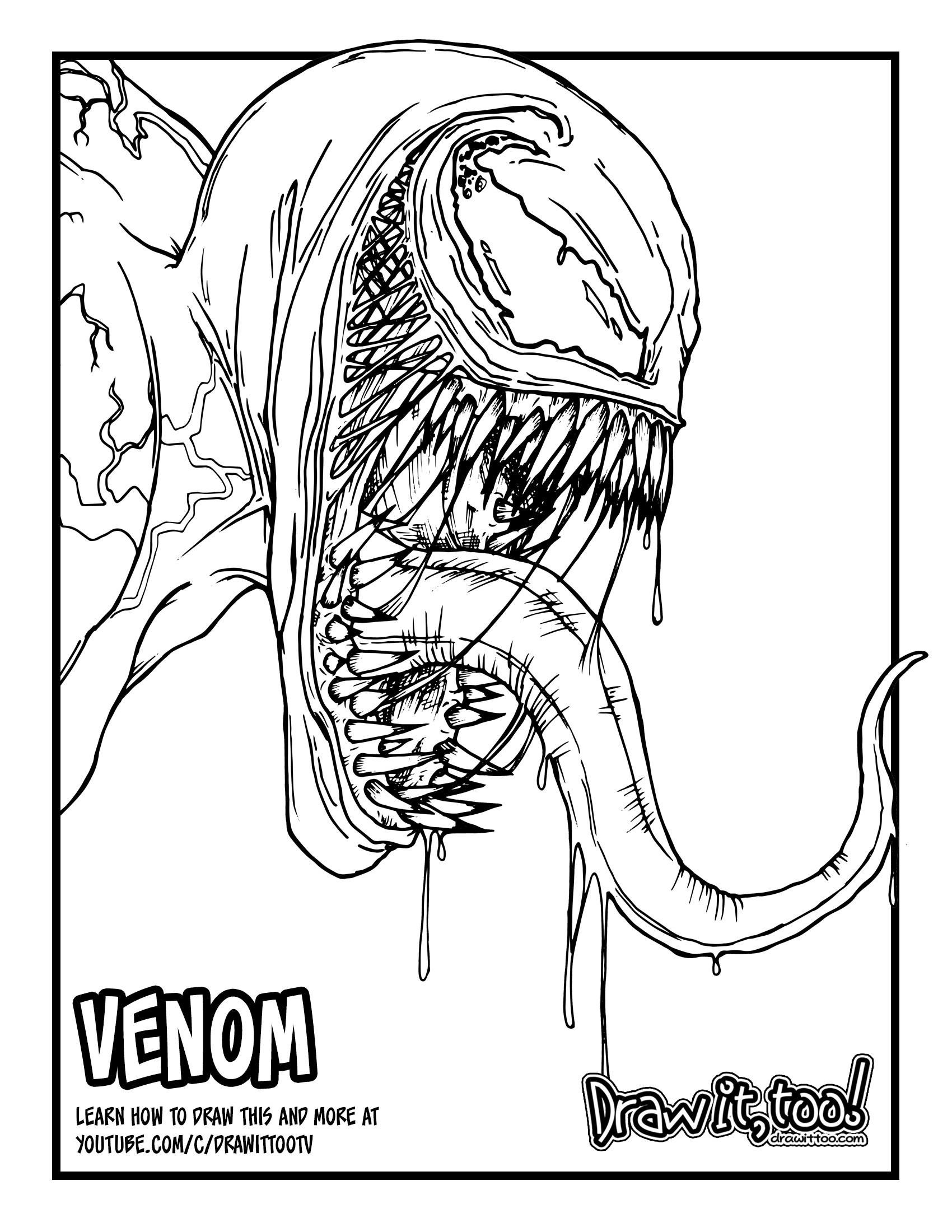 Venom Face Drawing at PaintingValley.com | Explore collection of Venom