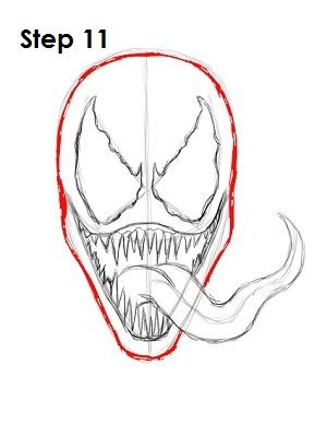 300x388 how to draw venom step drawing tutorial drawings, venom - Venom Face Drawing