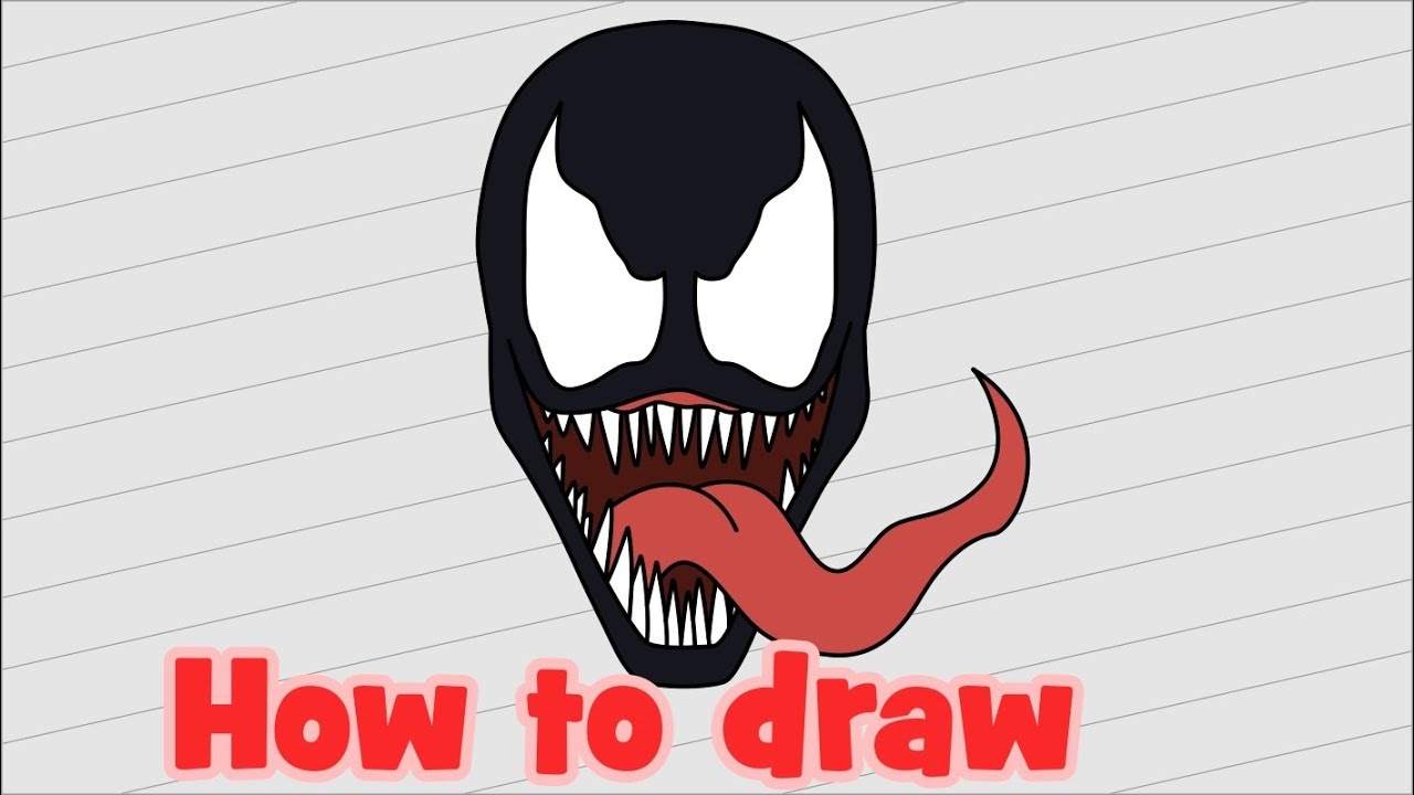 1280x720 How To Draw Venom Face Step - Venom Face Drawing
