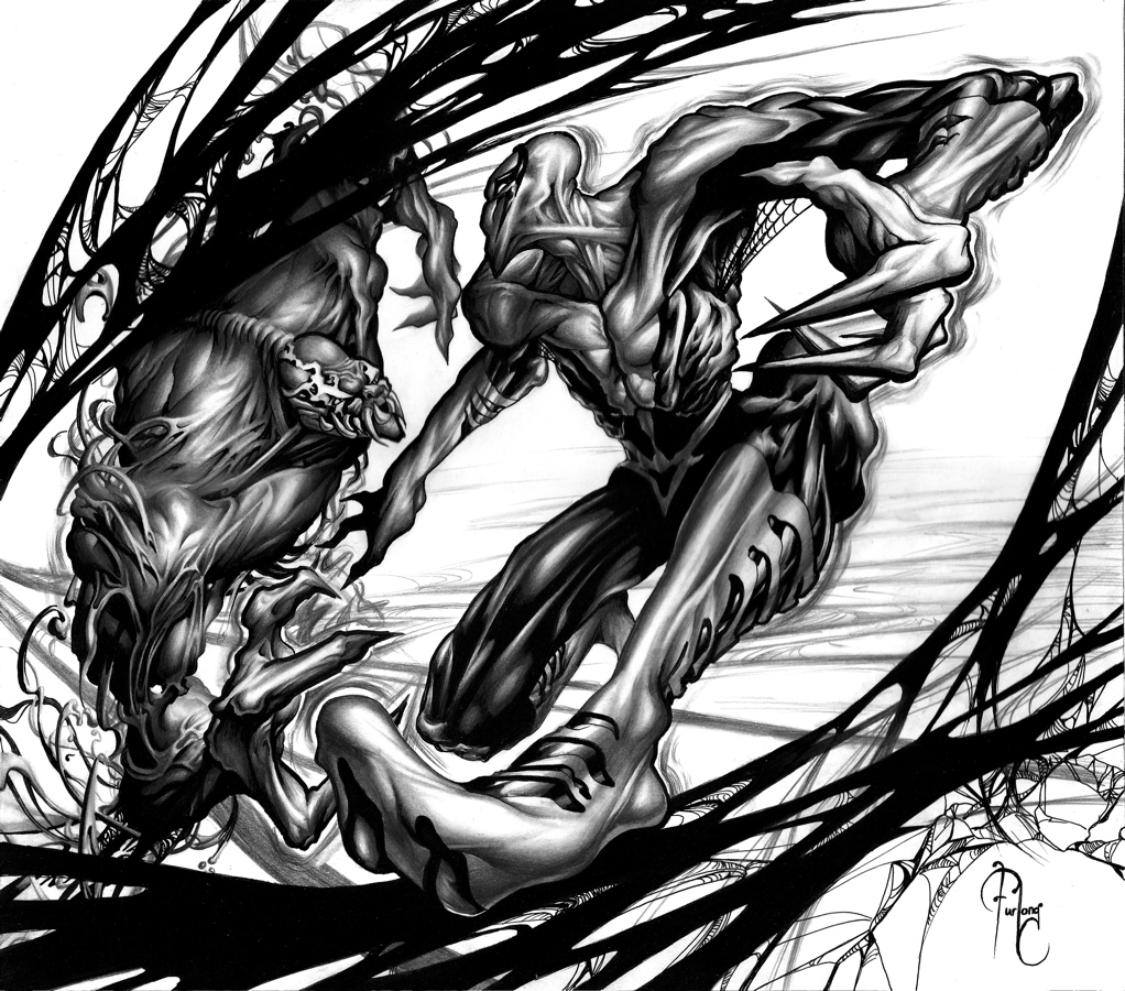 1022x900 spiderman venom battle in jamo's art's wade furlong comic art - Venom Spiderman Drawing
