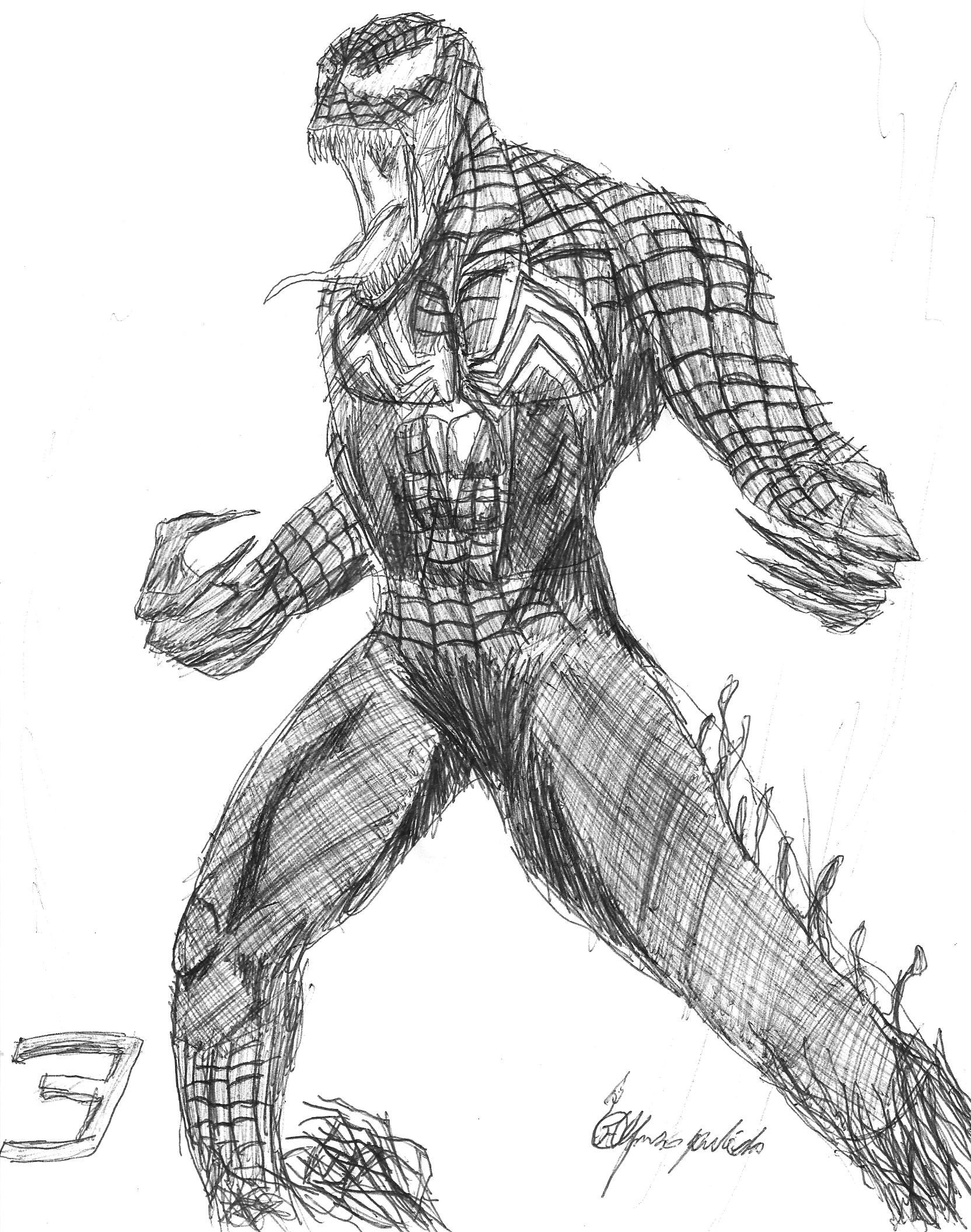 1664x2112 Venom And Spiderman Drawing - Venom Spiderman Drawing