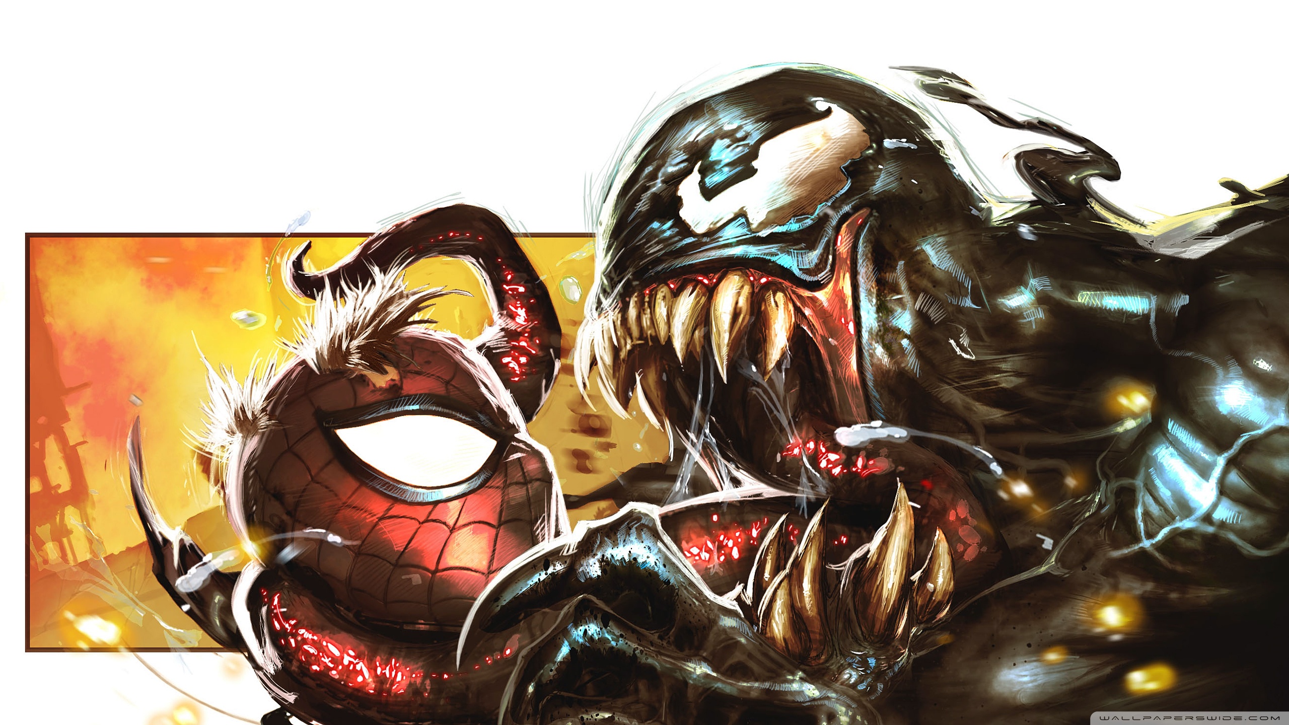 2560x1440 Venom Spiderman Drawing Hd Desktop Wallpaper For Ultra Hd - Venom Spiderman Drawing