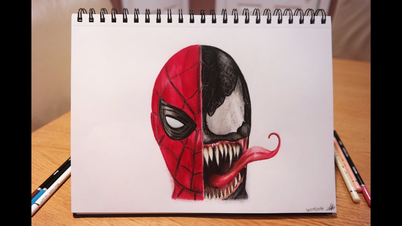 1280x720 Speed Drawing Spiderman Vs Venom - Venom Spiderman Drawing