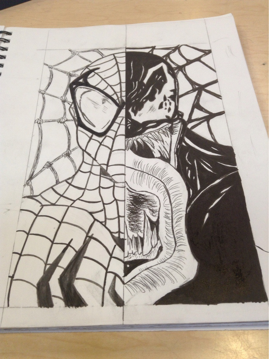 897x1200 Finished Spidermanvenom Drawing Spiderman - Venom Spiderman Drawing