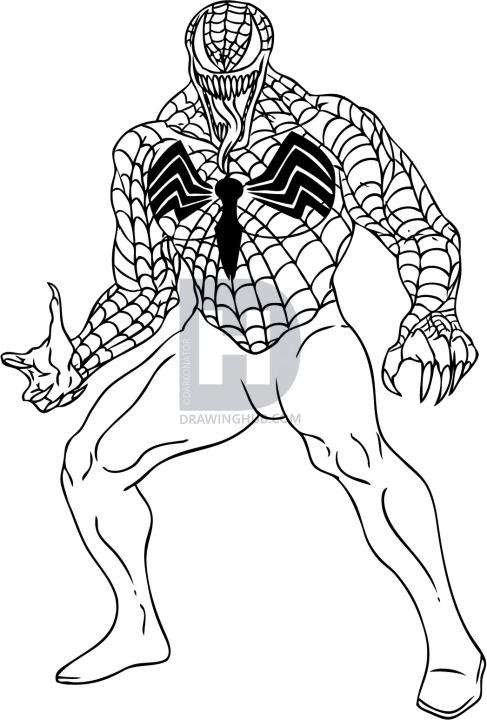 487x720 How To Draw Venom, Step - Venom Spiderman Drawing