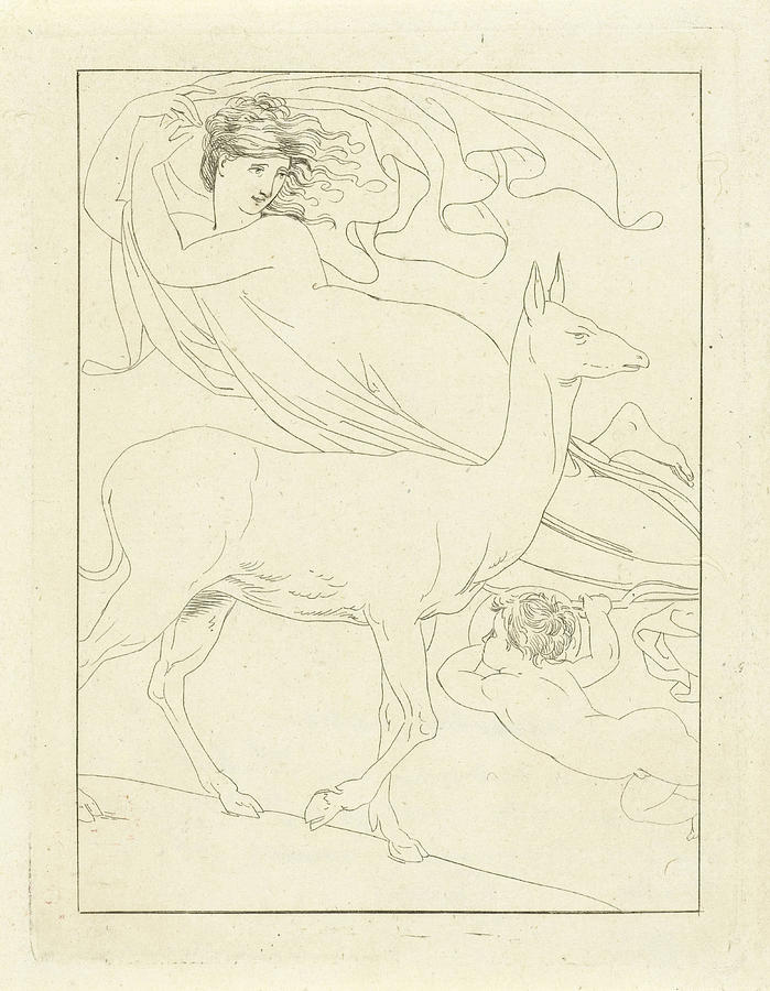 699x900 venus and cupid floating in the air with deer drawing - Venus Drawing