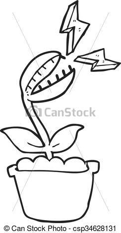 244x470 freehand drawn black and white cartoon venus fly trap - Venus Fly Trap Drawing