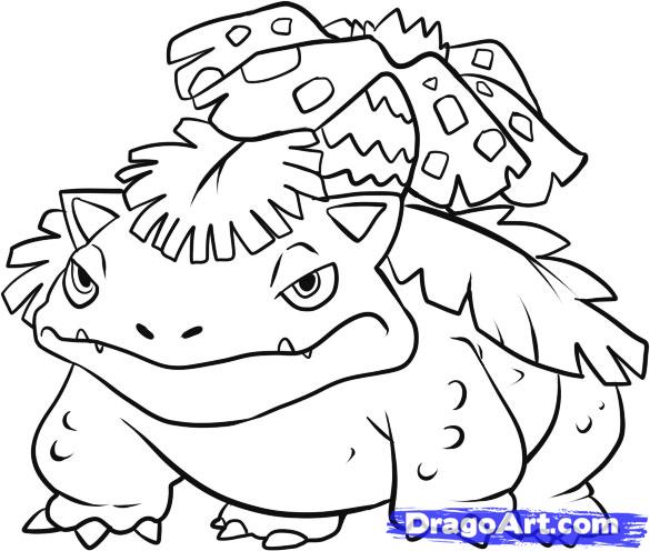 585x496 How To Draw Venusaur, Step - Venusaur Drawing