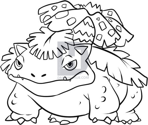 585x496 How To Draw Venusaur, Step - Venusaur Drawing
