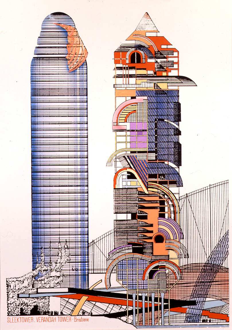 809x1149 drawing architecture peter cook, design for sleektower - Veranda Drawing