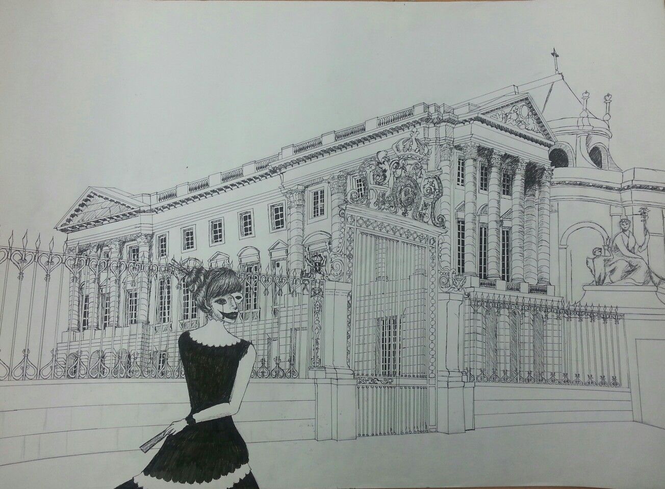 1304x959 pen drawing the versailles palace apartment! drawings - Versailles Drawing