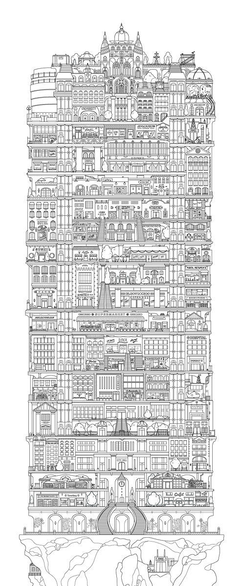 495x1200 vertical cities i - Vertical Drawing