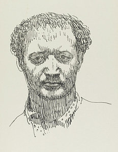 232x300 sir jacob epstein sculptor date drawing - Vertical Line Drawing