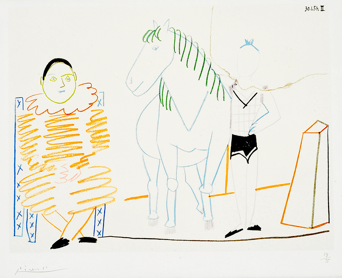 1106x900 Pablo Picasso, Clown Et - Verve Drawing