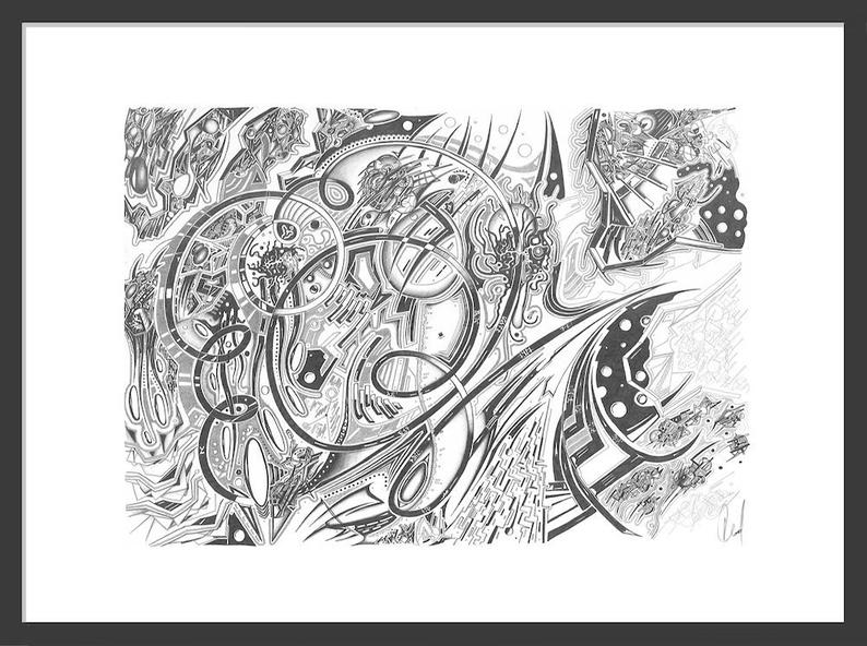 794x592 surreal automatism very detailed abstract pencil drawing etsy - Very Detailed Drawing