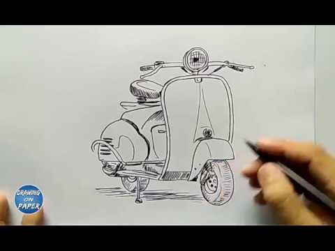 480x360 How To Draw Vespa A Cartoon For Kids - Vespa Drawing