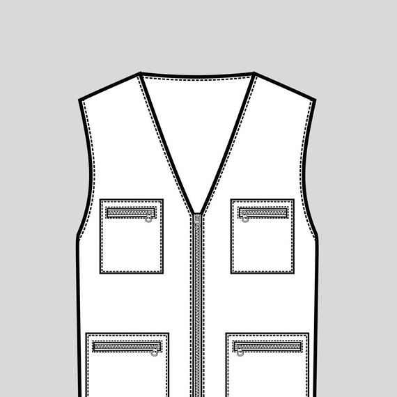 570x570 work vest vector fashion flat sketch, adobe illustrator design - Vest Drawing