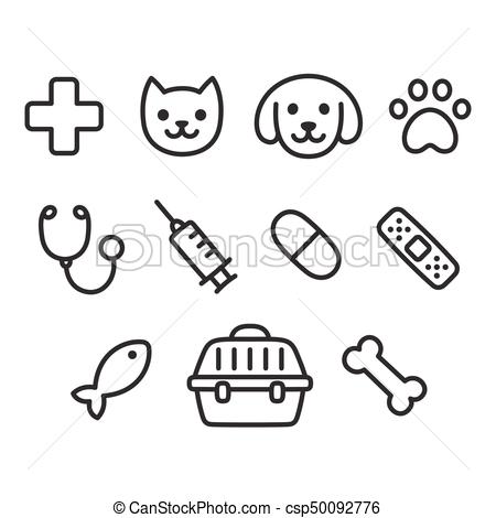 450x470 Pet Vet Icon Set Cute Vet Icon Set Hand Drawn Line Icons Of Pets - Veterinarian Drawing