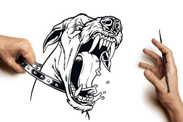 600x399 Cool Dogs Drawings - Vicious Dog Drawing