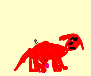 300x250 Man Rides A Vicious Clifford The Big Red Dog Drawing - Vicious Dog Drawing