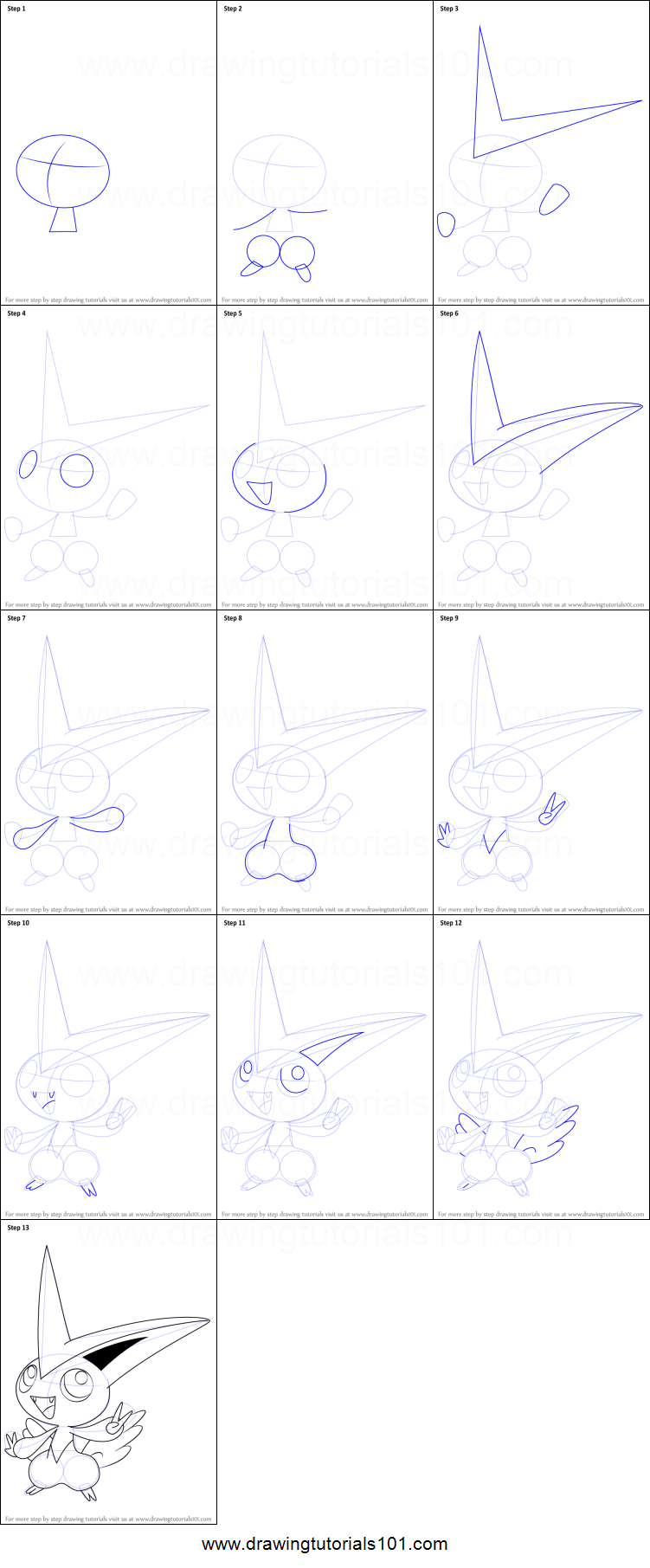751x1811 How To Draw Victini From Pokemon Printable Step - Victini Drawing