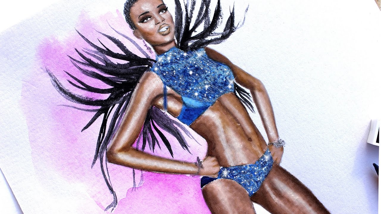 1280x720 Fashion Illustration - Victoria Secret Drawinging