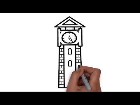 480x360 How To Draw A Clock Tower Step - Victorian Clock Drawing
