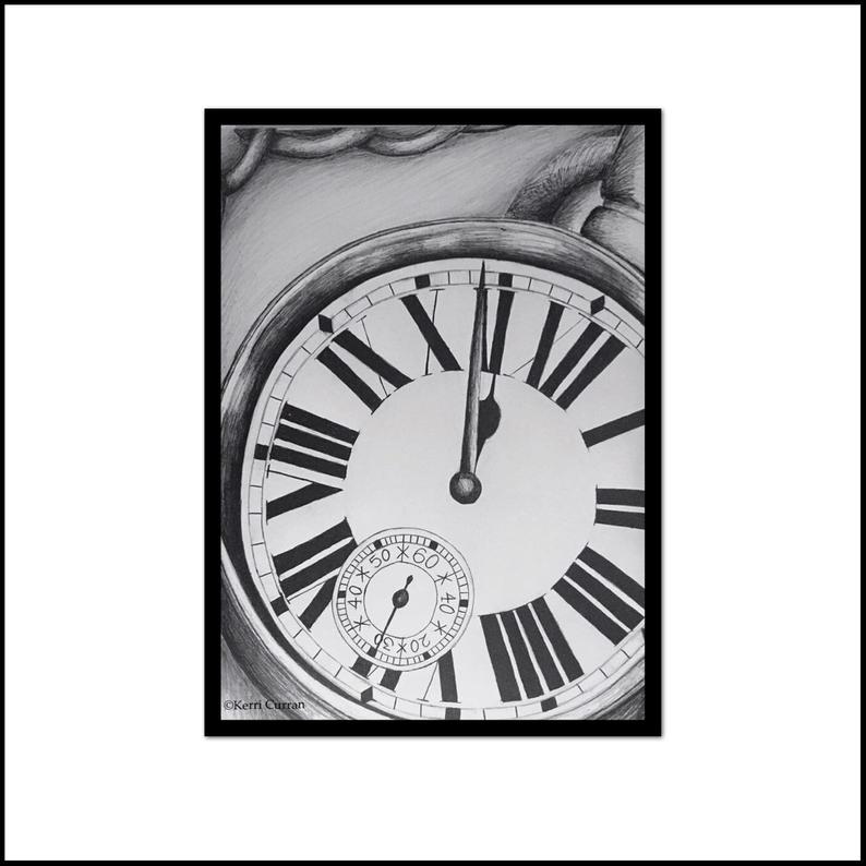 794x794 Pocket Watch Illustration Vintage Watch Pocket Watch Art Etsy - Victorian Clock Drawing