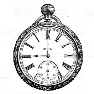 300x300 Victorian Clipart Pocket Watch - Victorian Clock Drawing