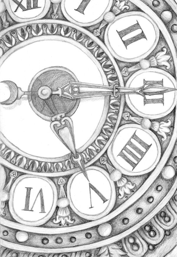 600x871 Inside Of A Clock Drawing - Victorian Clock Drawing
