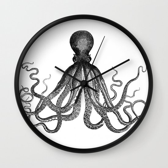 550x550 Antique Nautical Steampunk Octopus Vintage Victorian Kraken Sea - Victorian Clock Drawing