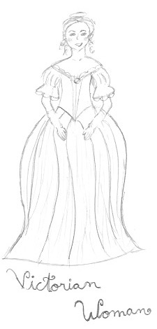 225x470 Drawing - Victorian Dress Drawing