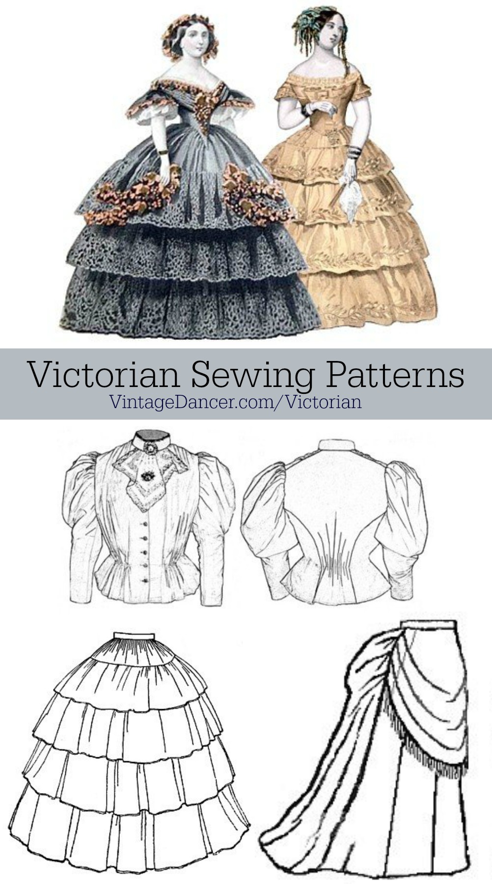 1002x1800 Victorian Sewing Patterns Dress, Blouse, Hat, Coat, Skirts - Victorian Dress Drawing