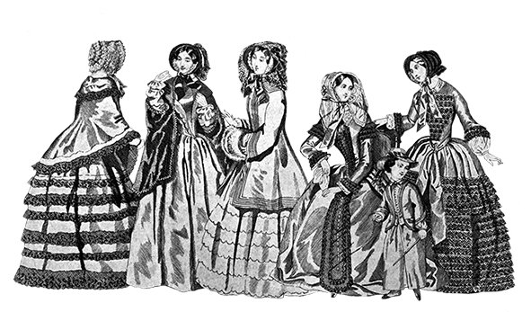 591x347 Clip Art Of Victorian Clothing - Victorian Dress Drawing
