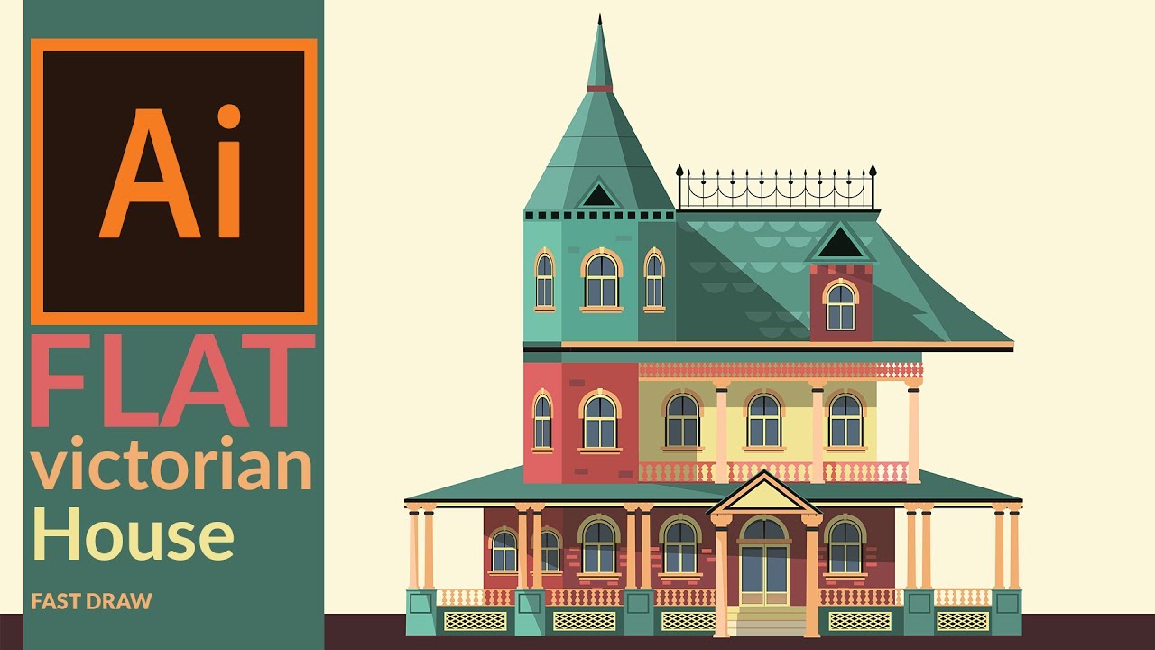 1280x720 Drawing A Victorian Era House In Illustrator - Victorian House Drawing