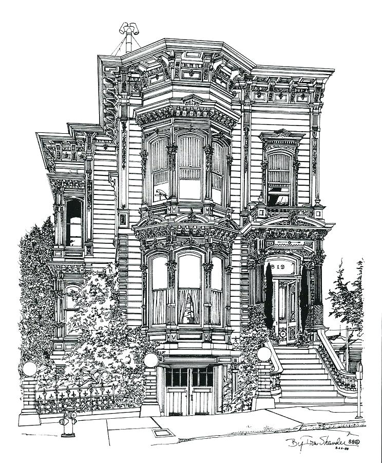 744x900 Victorian House Drawing - Victorian House Drawing