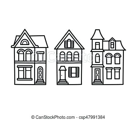 450x395 Victorian House Drawing Houses Illustration Victorian House Layout - Victorian House Drawing