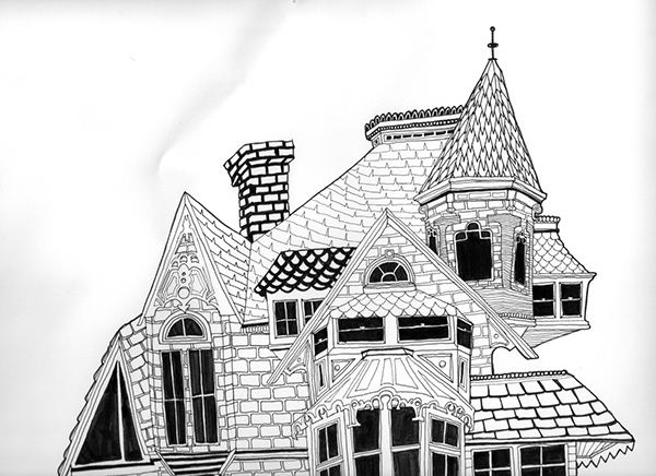 600x436 Victorian House No On Behance - Victorian House Drawing