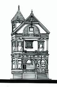 182x277 House Drawing - Victorian House Drawing